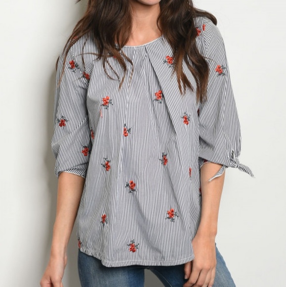 Puff sleeve poplin embroidered - Picture 2 of 3